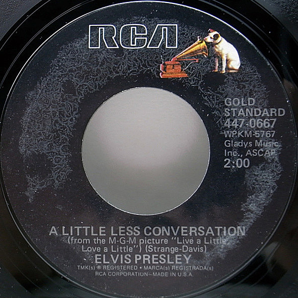 レコードメイン画像：美盤!! 7インチ ELVIS PRESLEY A Little Less Conversation／Almost In Love (RCA) DRUM BREAK ドラムブレイク JXL 試聴 45RPM.