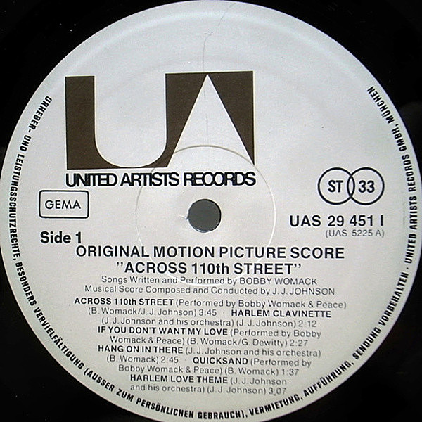★ＵＳオリジナル盤★『１１０番街交差点』BOBBY WOMACK ☆USオリジナル盤☆『110番街交差点』BOBBY WOMACK BOBBY