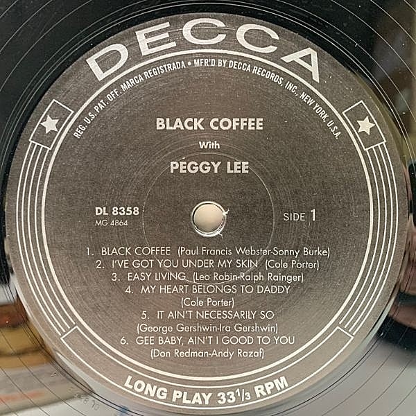 Peggy Lee / Black Coffee 10インチ盤 Decca PEGGY LEE / Black Coffee (LP) / Decca | WAXPEND RECORDS