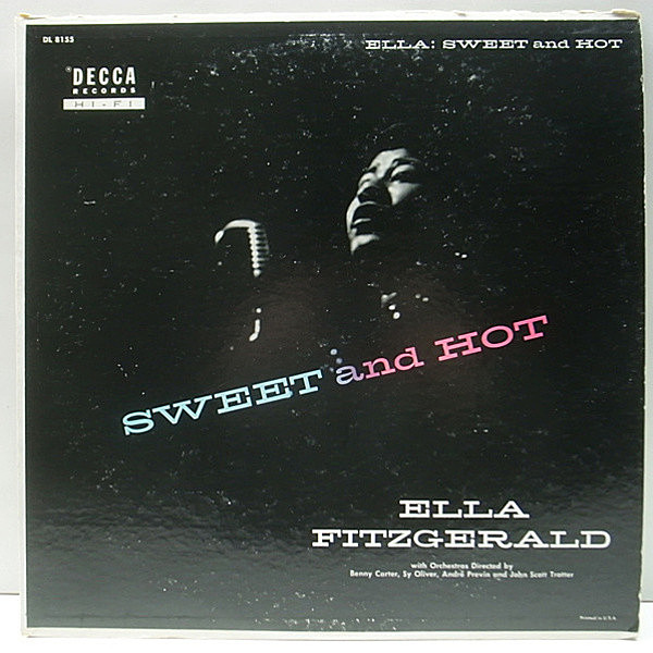 レコードメイン画像：FLAT 深溝 MONO オリジナル ELLA FITZGERALD Sweet And Hot ('55 Decca) スタンダードを中心に収めた初期のセッション！