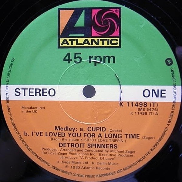 レコードメイン画像：【SAM COOKE名曲カヴァー】[DETROIT] SPINNERS Cupid / I've Loved You For A Long Time ('80 Atlantic) UKオリジナル 12インチ 美盤!!