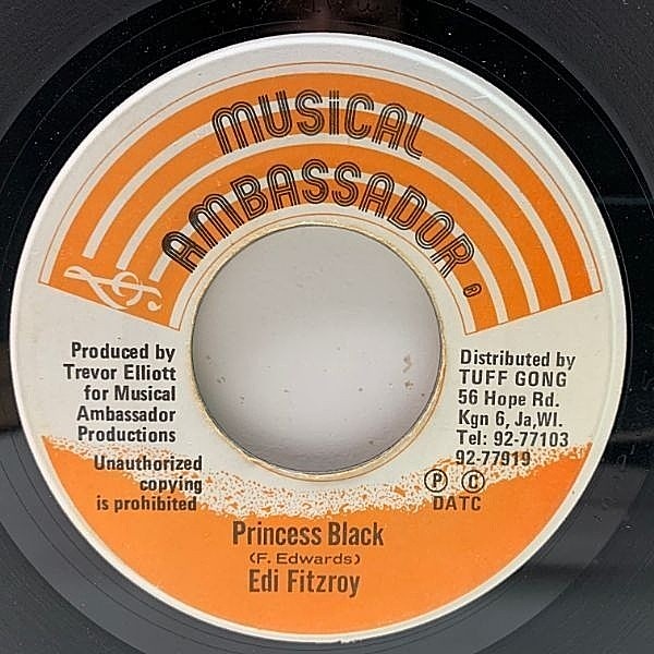 レコードメイン画像：【全盛期の傑作】JAオリジ EDI FITZROY Princess Black // SLY & ROBBIE Tougher Than A Rock Version Interlude (Musical Ambassador)