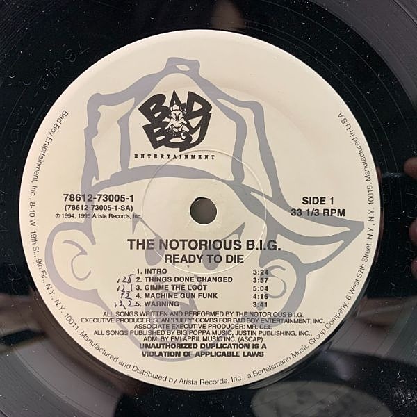NOTORIOUS B.I.G. / Ready To Die (LP) / Bad Boy Entertainment