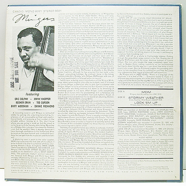【赤盤含む5枚セット】チャールズ・ミンガス CHARLES MINGUS / CHARLIE MINGUS / Mingus (LP) / Candid