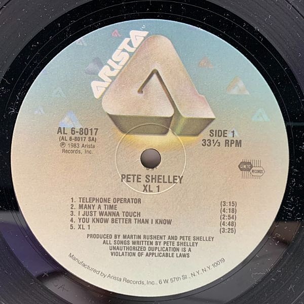 Two Shell LP1 1st pressing アルバム レコード PETE SHELLEY / XL 1 (LP) / Arista | WAXPEND RECORDS