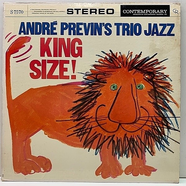 レコードメイン画像：美盤!綺麗な音質! Stereo 黒ツヤ 深溝 USオリジナル ANDRE PREVIN King Size! (Contemporary S7570) ピアノトリオ傑作盤 ライオン・ジャケ