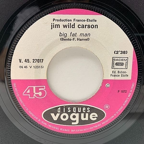 JIM WILD CARSON / Big Fat Man (7) / Disques Vogue | WAXPEND