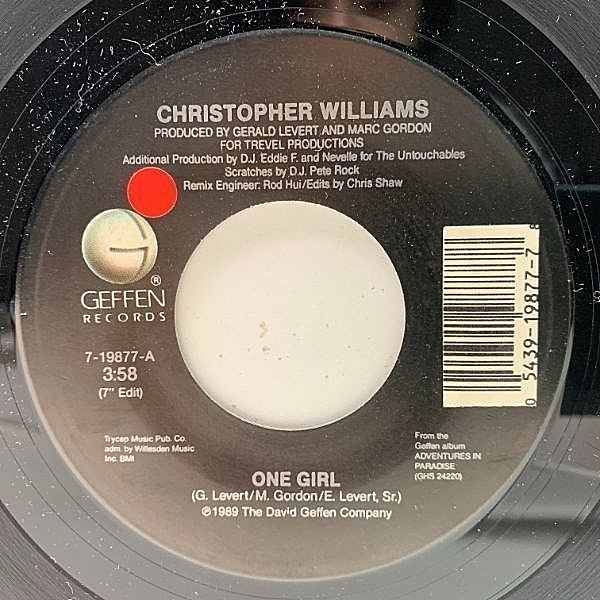 レコードメイン画像：【PETE ROCKが参加した傑作R&B/Swing】USオリジナル CHRISTOPHER WILLIAMS One Girl ('89 Geffen) c/w. スロウジャム Lover Come Back も◎