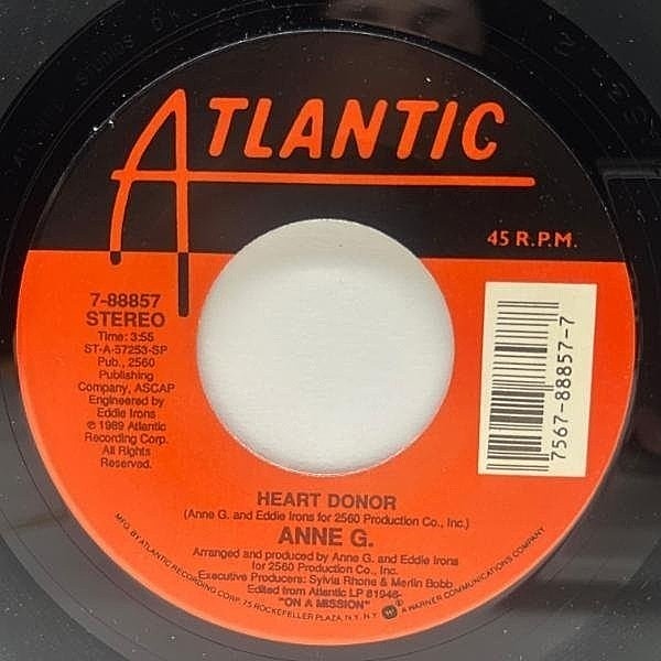 レコードメイン画像：【跳ねたNJS具合もナイスな爽快R&B】美盤!! USオリジナル "7 SRC刻印 ANNE G. [ANN G.] Heart Donor ('89 Atlantic) メンフィス歌姫 45RPM.