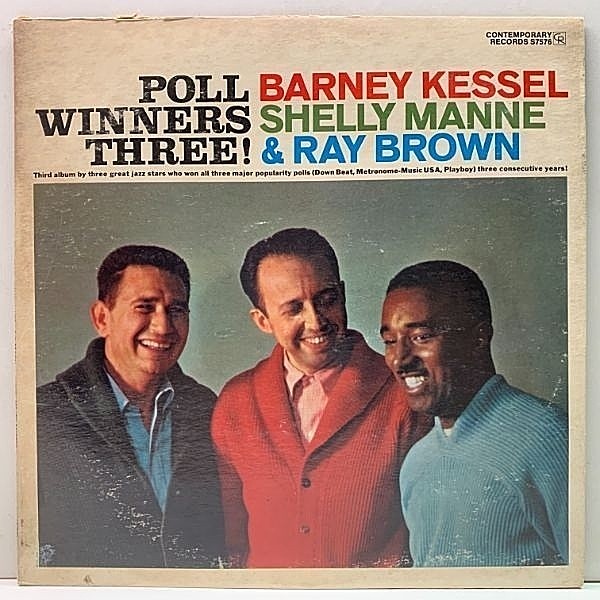 レコードメイン画像：美盤!! 米盤 BARNEY KESSEL Poll Winners Three w./RAY BROWN, SHELLY MANNE (Contemporary S7576) 米 70sプレス LP