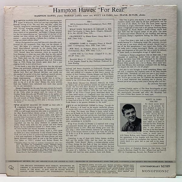 HAMPTON HAWES / For Real! (LP) / Contemporary | WAXPEND RECORDS