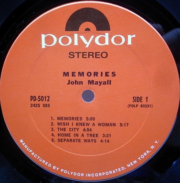 JOHN MAYALL / JERRY McGEE / LARRY TAYLOR / Memories (LP