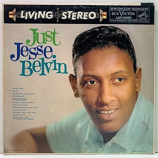 レコードメイン画像：【あのSAM COOKEと並び称された夭折のシンガー】USオリジナル JESSE BELVIN Just ～ ('59 RCA) 初版1Sマト 銀文字 LIVING STEREO 深溝