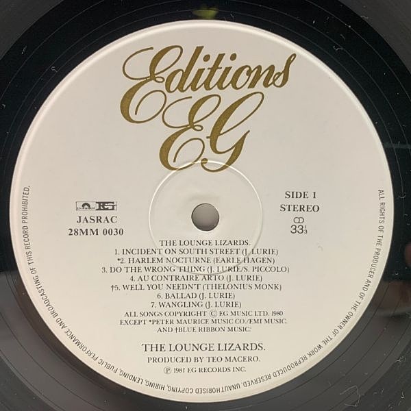 LOUNGE LIZARDS / The Lounge Lizards (LP) / Editions EG