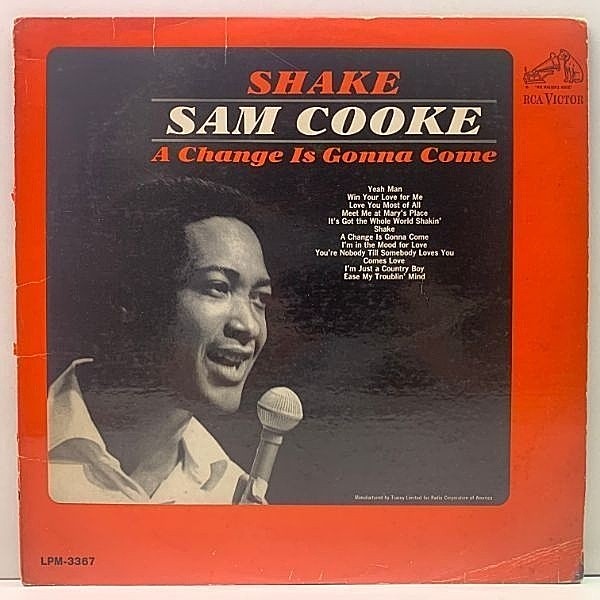 レコードメイン画像：プレイ良好!! MONO 初回 ニッパー犬 深溝 US 完全オリジナル SAM COOKE Shake ('65 RCA) 歴史的名バラード A Change Is Gonna Come ほか