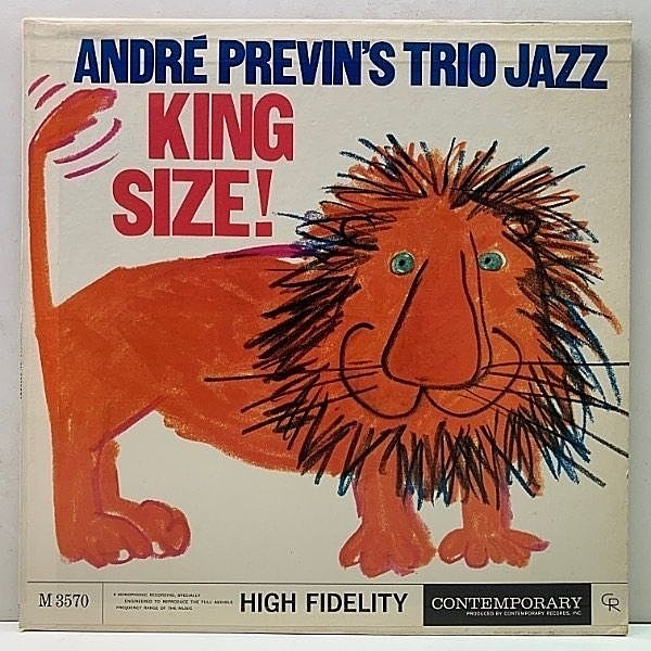 レコードメイン画像：良好!! US 完全オリジナル MONO 深溝 ANDRE PREVIN King Size! (Contemporary M3570) ピアノトリオ傑作盤 ライオン 美ジャケット