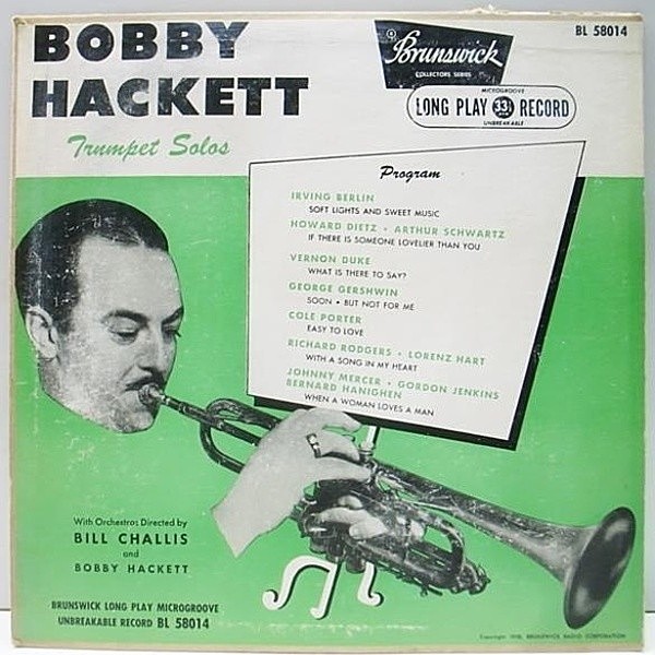 レコードメイン画像：良盤!! FLAT 10 オリジナル BOBBY HACKETT Trumpet Solos ('50 Brunswick) 中間派ジャズ好盤
