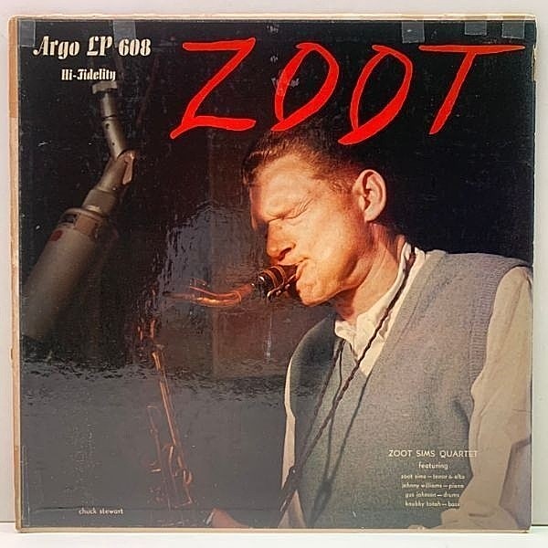 レコードメイン画像：激レア FLAT 美盤!! US 完全オリジナル ZOOT SIMS Zoot ('57 Argo 608) 黒ラベ 深溝 MONO コーティング | 絶頂期のワンホーン・カルテット