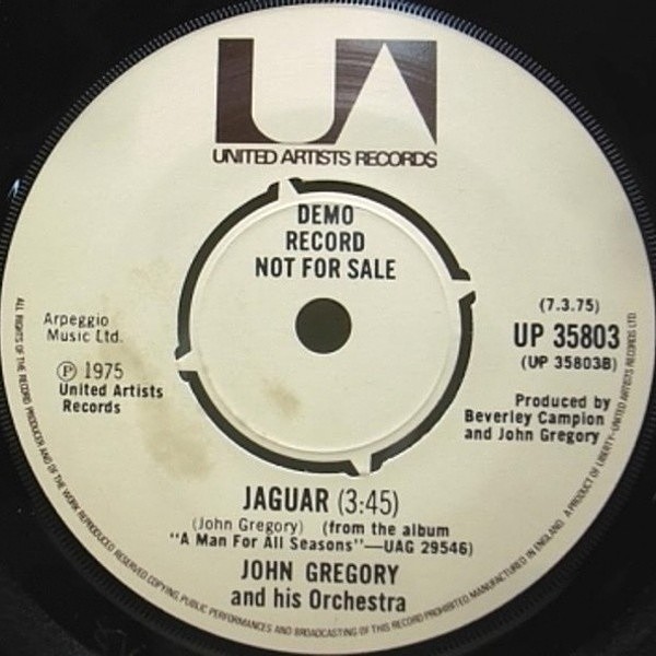 レコードメイン画像：超レア!! 7"はUKプロモ・オンリー JOHN GREGORY Jaguar / She ('74 United) BUDDAH BRAND ネタ 45RPM