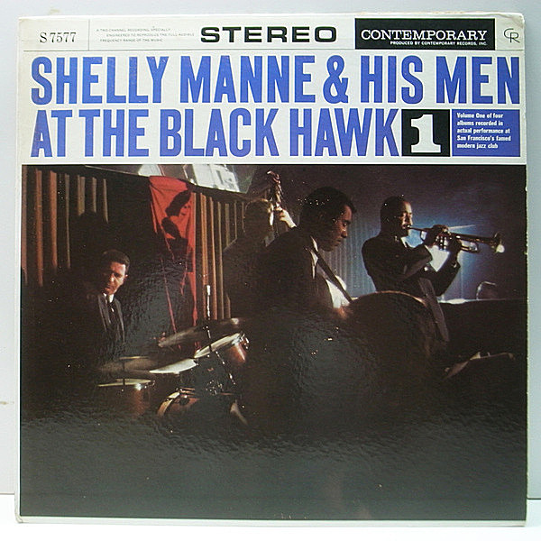 レコードメイン画像：美盤!! 黒ツヤ 深溝 STEREO USオリジナル SHELLY MANNE & HIS MEN At The Black Hawk Vol. 1 (Contemporary S7577) レアな初版ステレオ