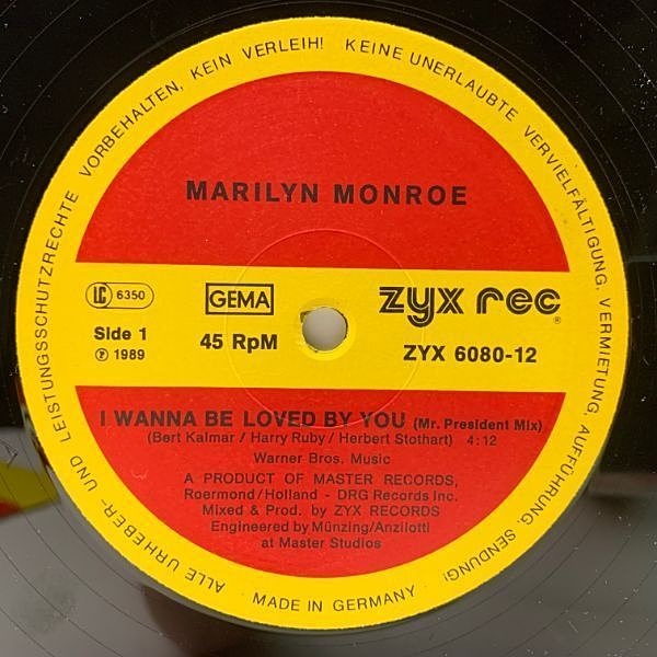 MARILYN MONROE / I Wanna Be Loved By You (12) / ZYX MARILYN MONROE / I Wanna Be Loved By You (12) / ZYX