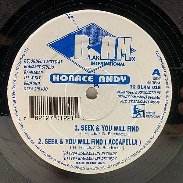 レコードメイン画像：【2種のヘヴィなダブまで最高】UK 12'' HORACE ANDY Seek & You Will Find ('94 Blakamix) ホレス・アンディ名曲！