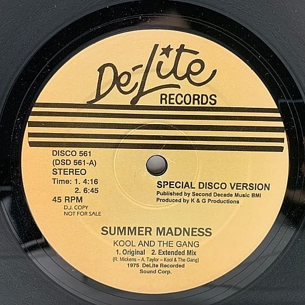 レコードメイン画像：レア KOOL & THE GANG Summer Madness (De-Lite DISCO 561) 3バージョン搭載 Unofficialオンリー 12インチ