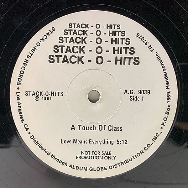 レコードメイン画像：【正規リリース無し Unofficialオンリー】TOUCH OF CLASS Love Means Everything (Stack-O-Hits A.G. 9039) 日本企画 ブート 12インチ