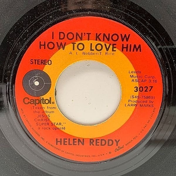 レコードメイン画像：名唱「私はイエスがわからない」7インチ USオリジナル HELEN REDDY I Don't Know How To Love Him / I Believe In Music ('71 Capitol)