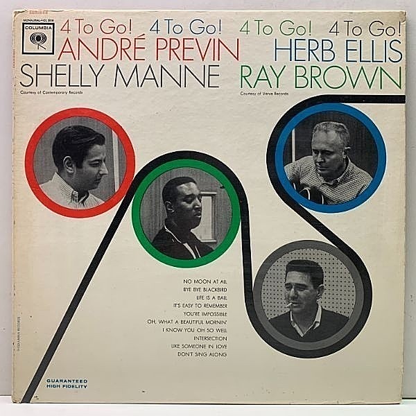 レコードメイン画像：レアな良好品!! MONO 初版 GUARANTEED 2eye 米オリジナル ANDRE PREVIN / HERB ELLIS / SHELLY MANNE / RAY BROWN 4 To Go! ('63 Columbia)