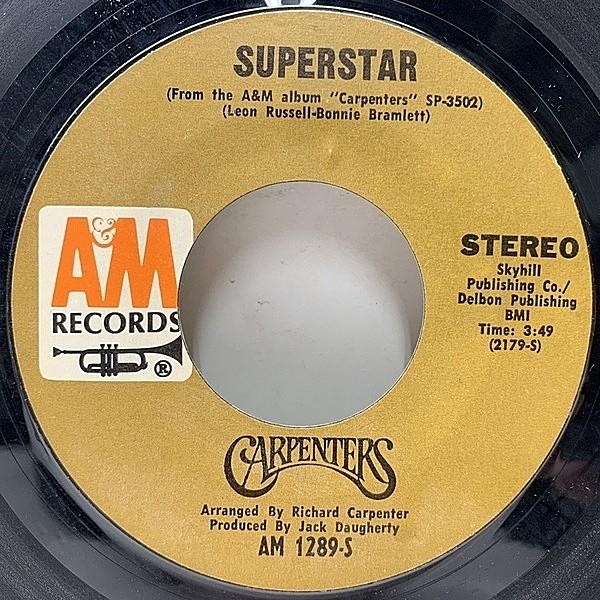 レコードメイン画像：良好!! 7インチ USオリジナル CARPENTERS Superstar & 先行 Bless The Beasts And Children ('71 A&M) 45RPM.