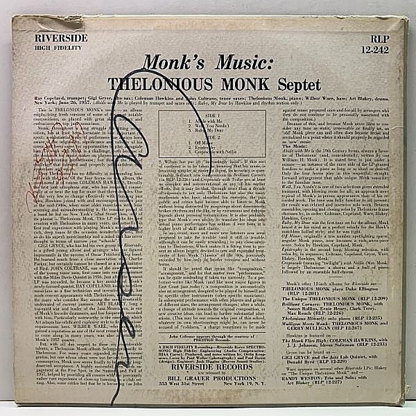 THELONIOUS MONK / Monk's Music (LP) / Riverside | WAXPEND