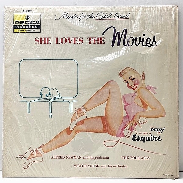 レコードメイン画像：シュリンク美品!! 米モノラル Petty Girl人気シリーズ『Music For The Girl Friend - She Loves The Movies』Alfred Newman, Victor Young