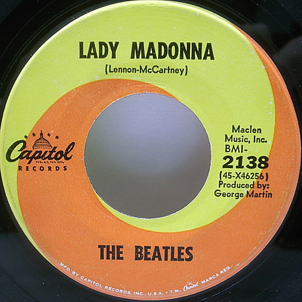 レコードメイン画像：音抜群!! 7インチ USオリジナル THE BEATLES Lady Madonna／The Inner Light ('68 Capitol) 45RPM. ビートルズ／レディ・マドンナ