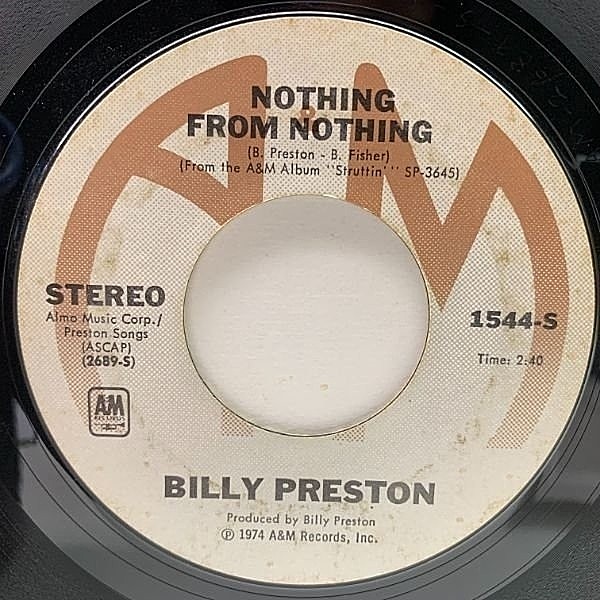 レコードメイン画像：【SUPER LOVER CEE Giggolo／サンプリング ネタ】USオリジナル BILLY PRESTON Nothing From Nothing 7インチ 45RPM.