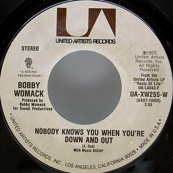 レコードメイン画像：渋いSOUL/FUNK!! BOBBY WOMACK Nobody Knows When ～ 7インチ 45