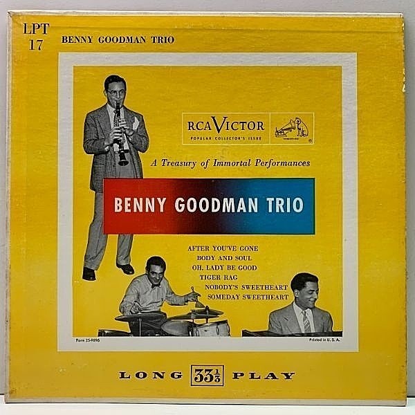 レコードメイン画像：【初期のトリオ演奏】極美盤!! 10インチ 原盤 USオリジナル BENNY GOODMAN TRIO ('51 RCA LPT 17) w/ Teddy Wilson, Gene Krupa