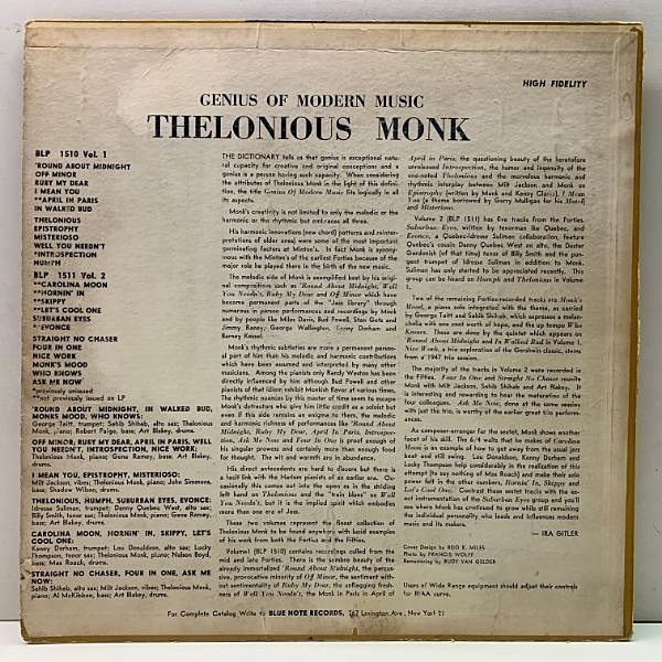 THELONIOUS MONK / Genius Of Modern Music Vol. 1 (LP) / Blue