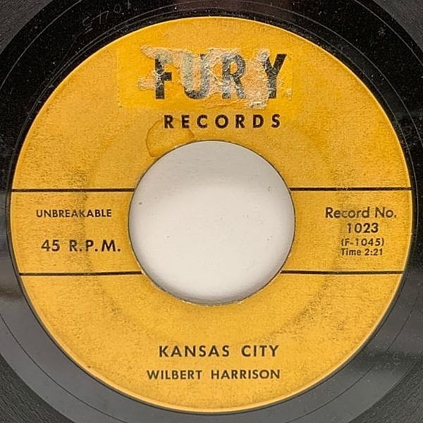 レコードメイン画像：USオリジナル 7インチ WILBERT HARRISON Kansas City / Listen, My Darling ('59 Fury) R&B古典 ルーツ・スカ 45RPM.