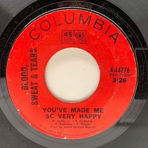 レコードメイン画像：USオリジナル 7インチ BLOOD, SWEAT & TEARS You've Made Me So Very Happy ('69 Columbia) ブラッド・スウェット&ティアーズ 45RPM.