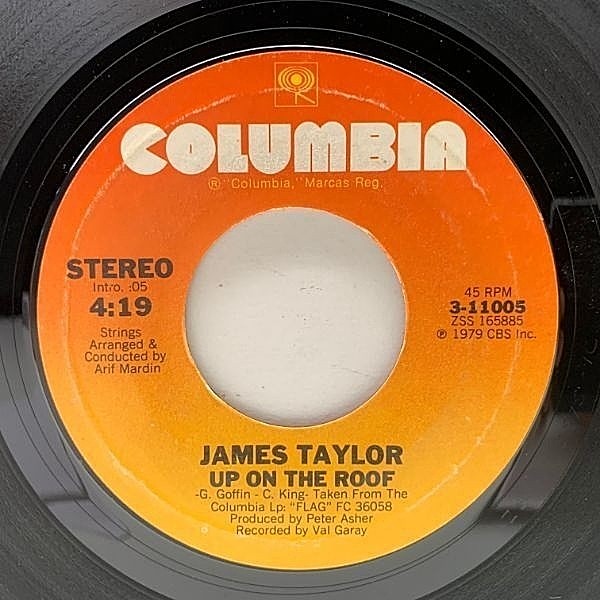 レコードメイン画像：7インチ USオリジナル JAMES TAYLOR Up On The Roof ('79 Columbia) ジェームス・テイラー 45RPM.
