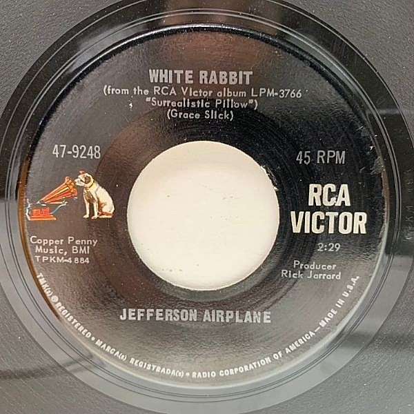 レコードメイン画像：USオリジナル 7インチ JEFFERSON AIRPLANE White Rabbit / Plastic Fantastic Lover ('67 RCA Victor) グレイス・スリック 45RPM.