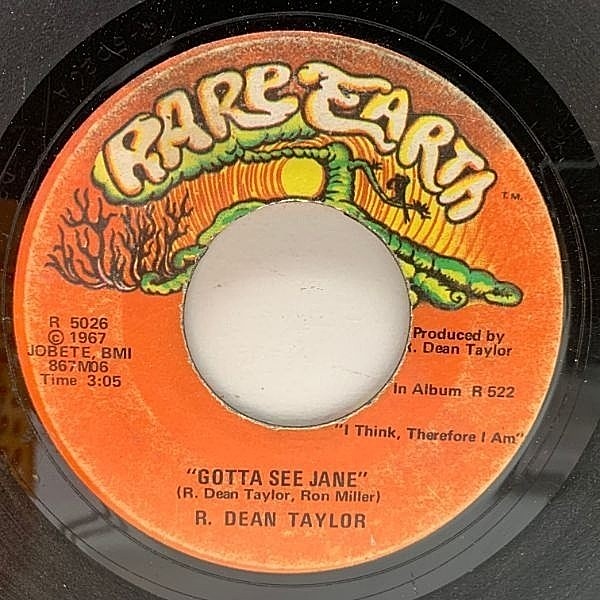 レコードメイン画像：【モータウン所属の白人シンガー】USオリジナル 7インチ R.DEAN TAYLOR Gotta See Jane / Back Street ('71 Rare Earth) ソフトロック