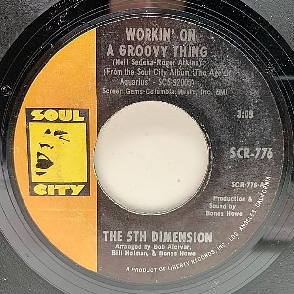 レコードメイン画像：【9TH WONDER／Made You Look サンプリング ネタ】USオリジナル 7インチ 5TH DIMENSION Workin' On A Groovy Thing ('69 Soul City) 45RPM.