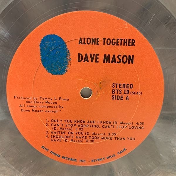 DAVE MASON / Alone Together (LP) / Blue Thumb | WAXPEND RECORDS