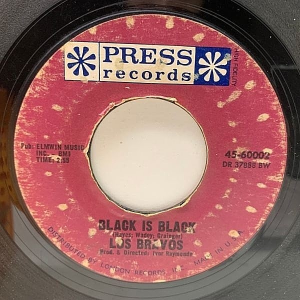 レコードメイン画像：【スペインのビートルズ】7インチ USオリジナル LOS BRAVOS Black Is Black ('66 Press) ビートポップ 45RPM.