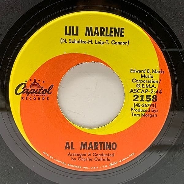 レコードメイン画像：美盤!! USオリジナル 7インチ AL MARTINO Lili Marlene / Georgia ('68 Capitol) ゴッドファーザー 45RPM.