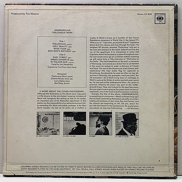 THELONIOUS MONK / Underground (LP) / Columbia | WAXPEND RECORDS