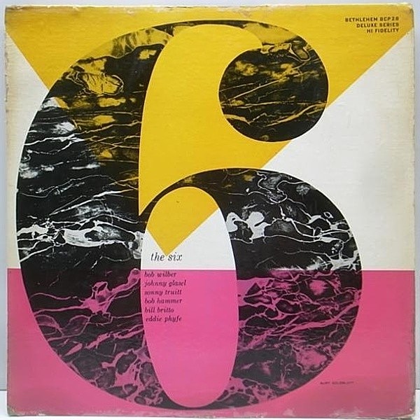 レコードメイン画像：良盤!! FLAT US 完全オリジナル MONO 初版リーフ 深溝『The Six』Bob Wilber, John Glasel (Bethlehem BCP 28) BURT GOLDBLATT