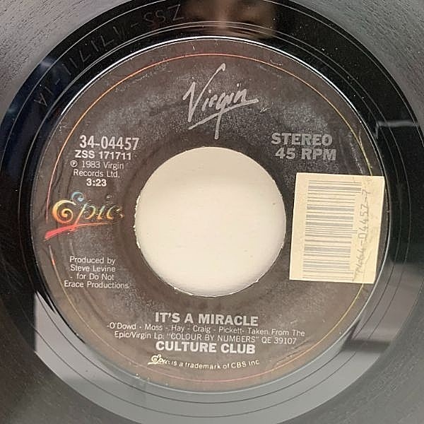 レコードメイン画像：美盤!! USオリジナル 7インチ CULTURE CLUB It's A Miracle / Love Twist ('83 Virgin) カルチャー・クラブ 名曲 45RPM.